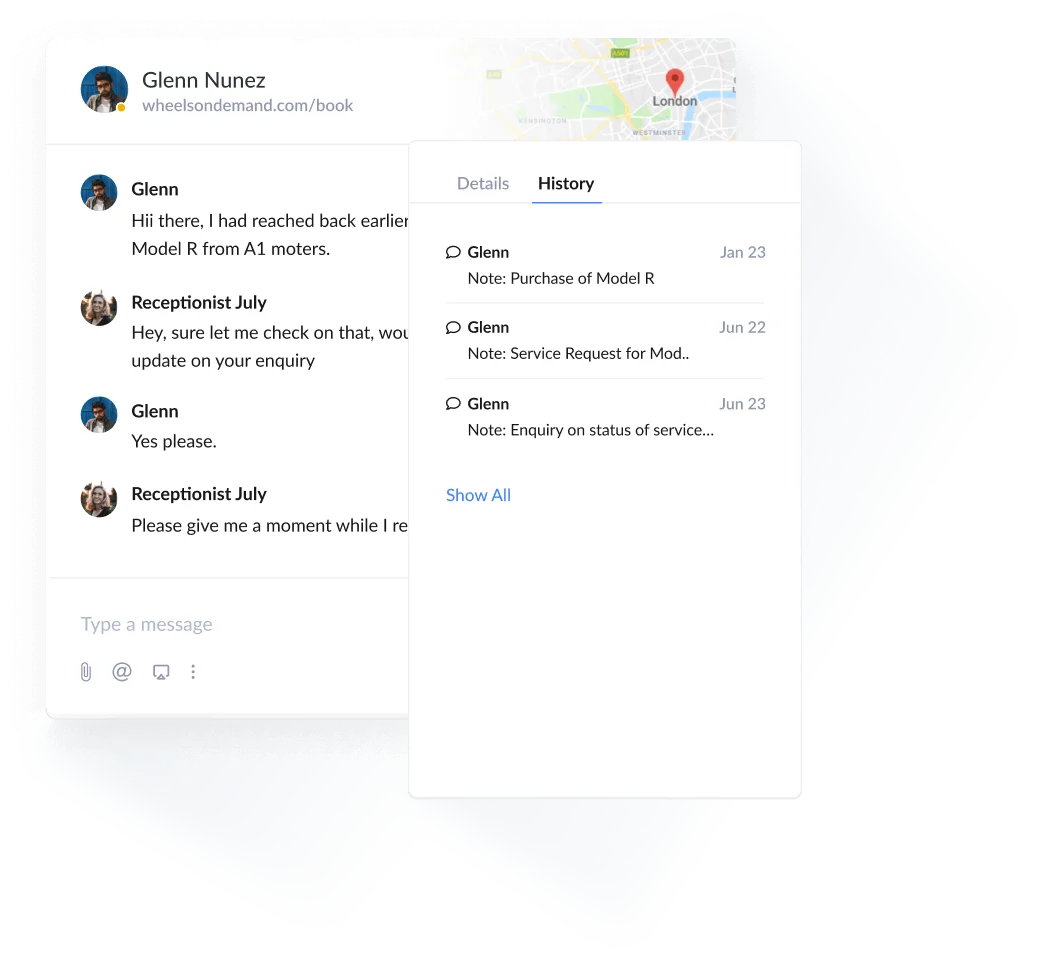 An image showing a chat initiated on the joomla website and it’s history.