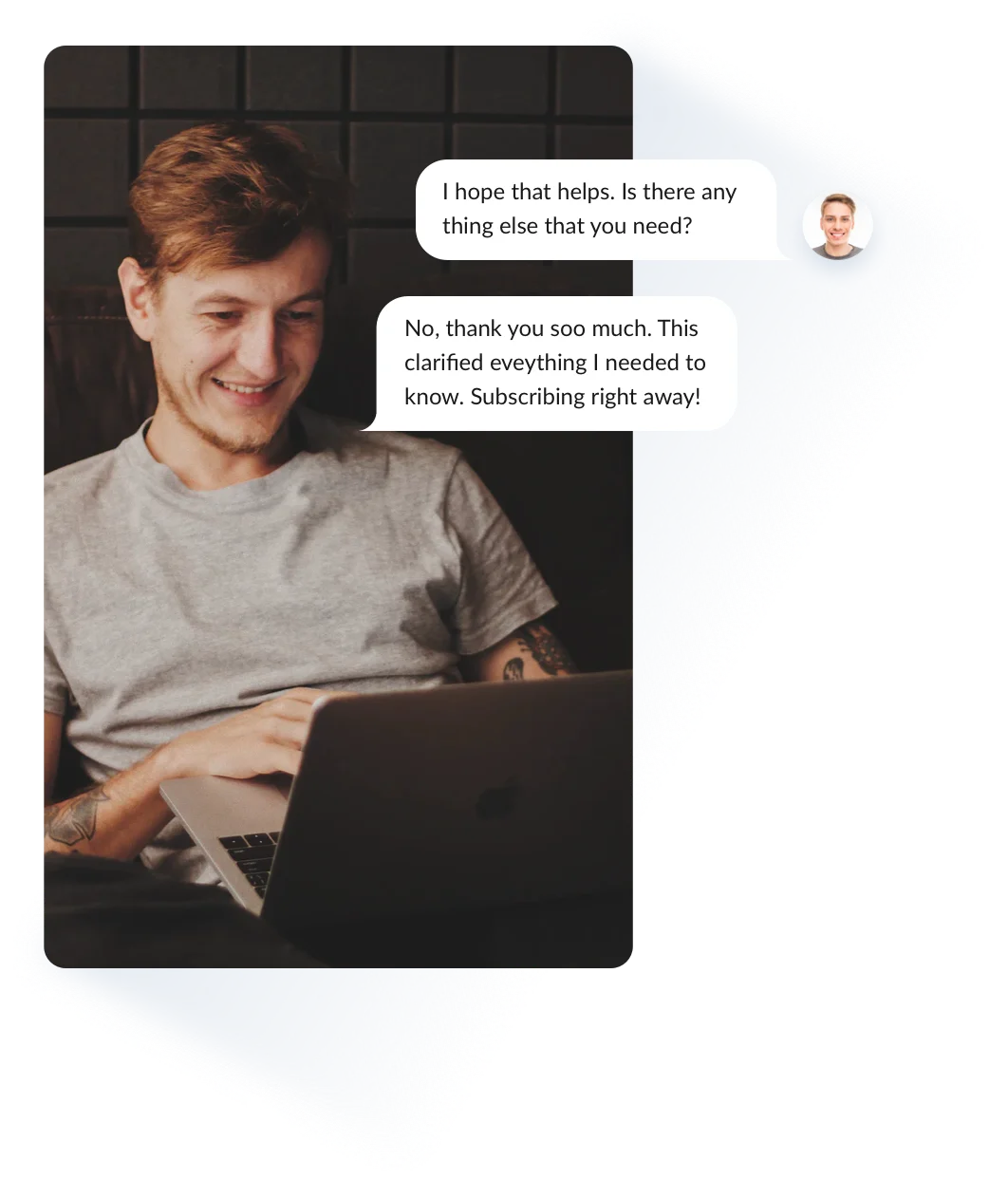 A person using live chat software
